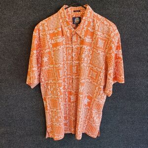 Pre-owned Reyn Spooner Mens XXL  Hawaiian Casual Shirt Buttons Up Floral Orange